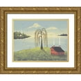 thumbnail image 1 of Sliney, John 24x19 Gold Ornate Wood Framed with Double Matting Museum Art Print Titled - Salt Box by the Lake II, 1 of 4