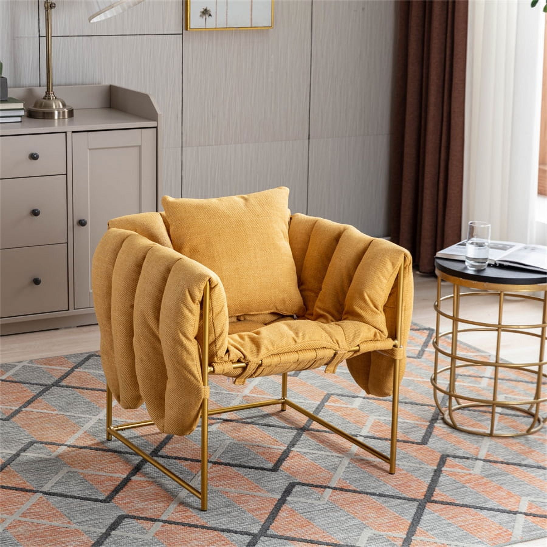 Sling Accent Chair with Metal Frame Modern Upholstered Armchair