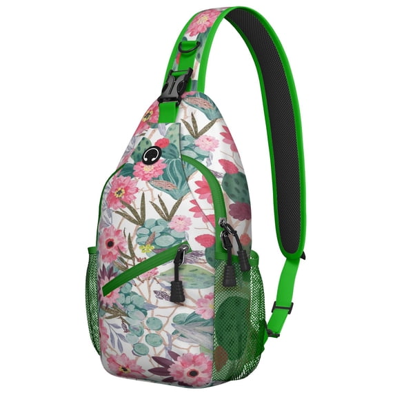 Sling Backpack Adjustable Shoulder StrapCrossbody Sling Bag for Men Women Travelers Cactus