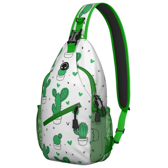 Sling Backpack Adjustable Shoulder StrapGym Cycling Travel Hiking Daypack for Hiking Dating Gym Cycling Working Cactus