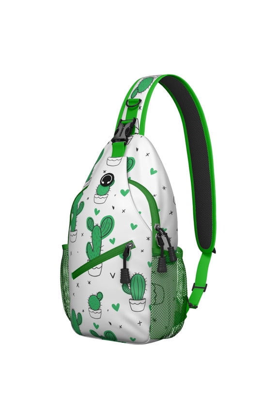 Sling Backpack Adjustable Shoulder StrapGym Cycling Travel Hiking Daypack for Hiking Dating Gym Cycling Working Cactus