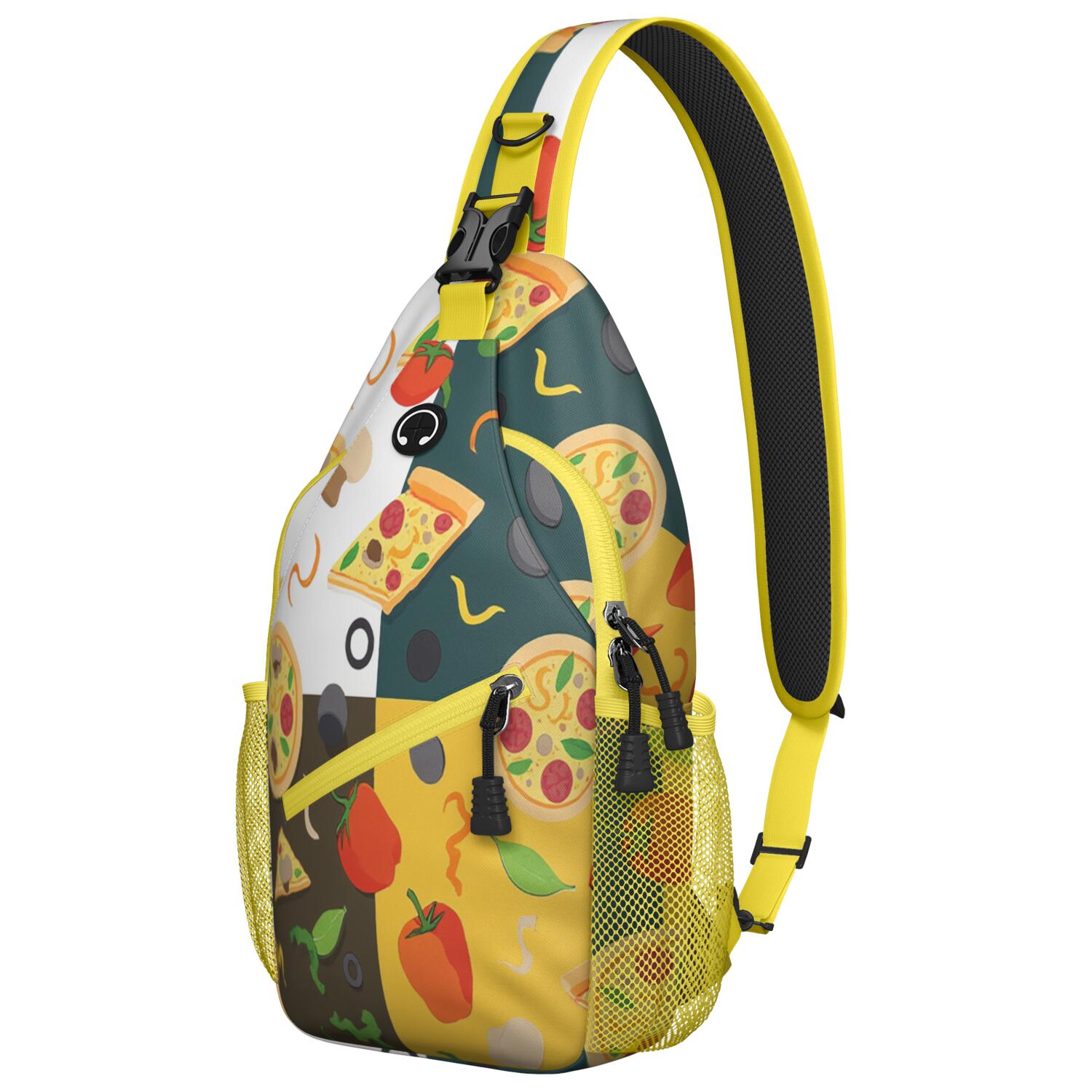 Sling Backpack Adjustable Shoulder StrapHiking Sling Backpack for Men Women Travelers Pizza