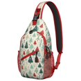 thumbnail image 1 of Sling Backpack,Beige Christmas Tree Pattern Sling Bag with Water Bottle Holder,Waterproof Sling Bag for Men/Women with Headphone Jack for Hiking,Travel, 1 of 6