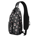 thumbnail image 1 of Sling Backpack,Black Christmas Snowman Pattern Crossbody Bag with Water Bottle Holder,Waterproof Sling Bag for Men/Women with Chest Phone Holder for Hiking,Travel, 1 of 6