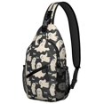 thumbnail image 1 of Sling Backpack,Black Halloween Ghosts with Boo Sling Bag with Water Bottle Holder,Waterproof Sling Bag for Men/Women with Headphone Jack for Hiking,Travel, 1 of 6