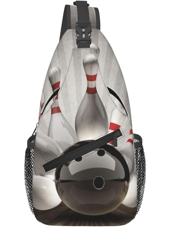 Sling Backpack Bowling-Ball-Retor-Gray Crossbody Chest Bag For Travel,Sports,Running,Hiking