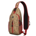 thumbnail image 1 of Sling Backpack,Brown Christmas Pattern Crossbody Bag with Water Bottle Holder,Waterproof Sling Bag for Men/Women with Chest Phone Holder for Hiking,Travel, 1 of 6