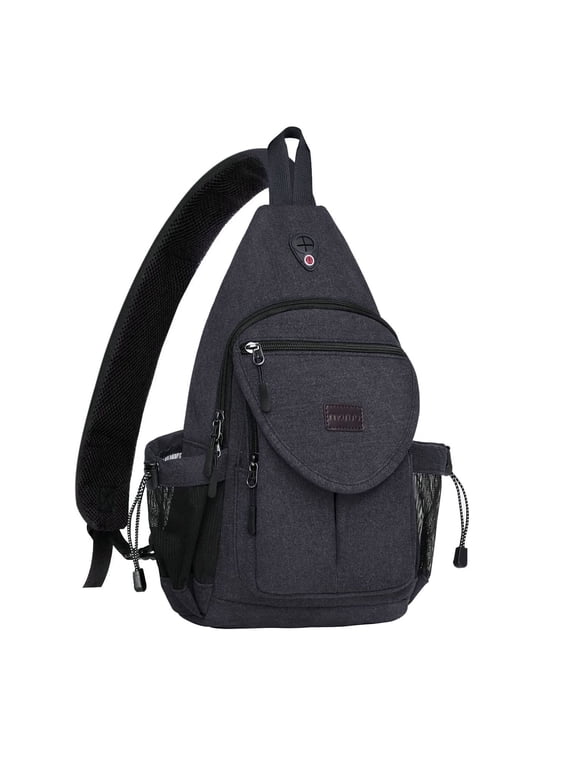Sling Backpack Canvas Crossbody Hiking Daypack Bag with Anti-theft Pocket