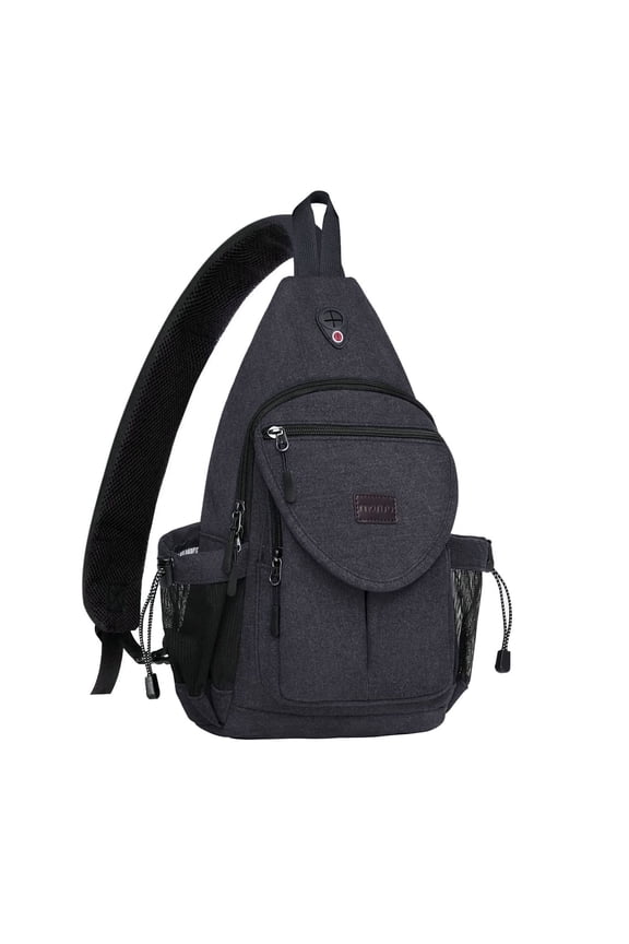 Sling Backpack Canvas Crossbody Hiking Daypack Bag with Anti-theft Pocket