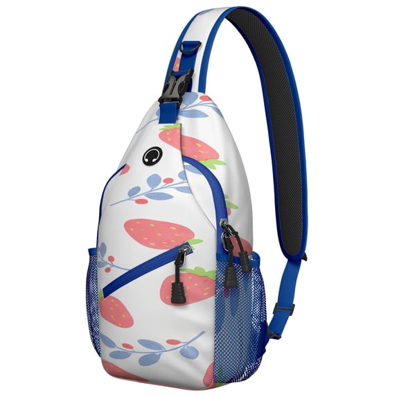 Sling Backpack Crossbody Shoulder BagCrossbody Sling Bag for Men Women Travelers Strawberry Fruit