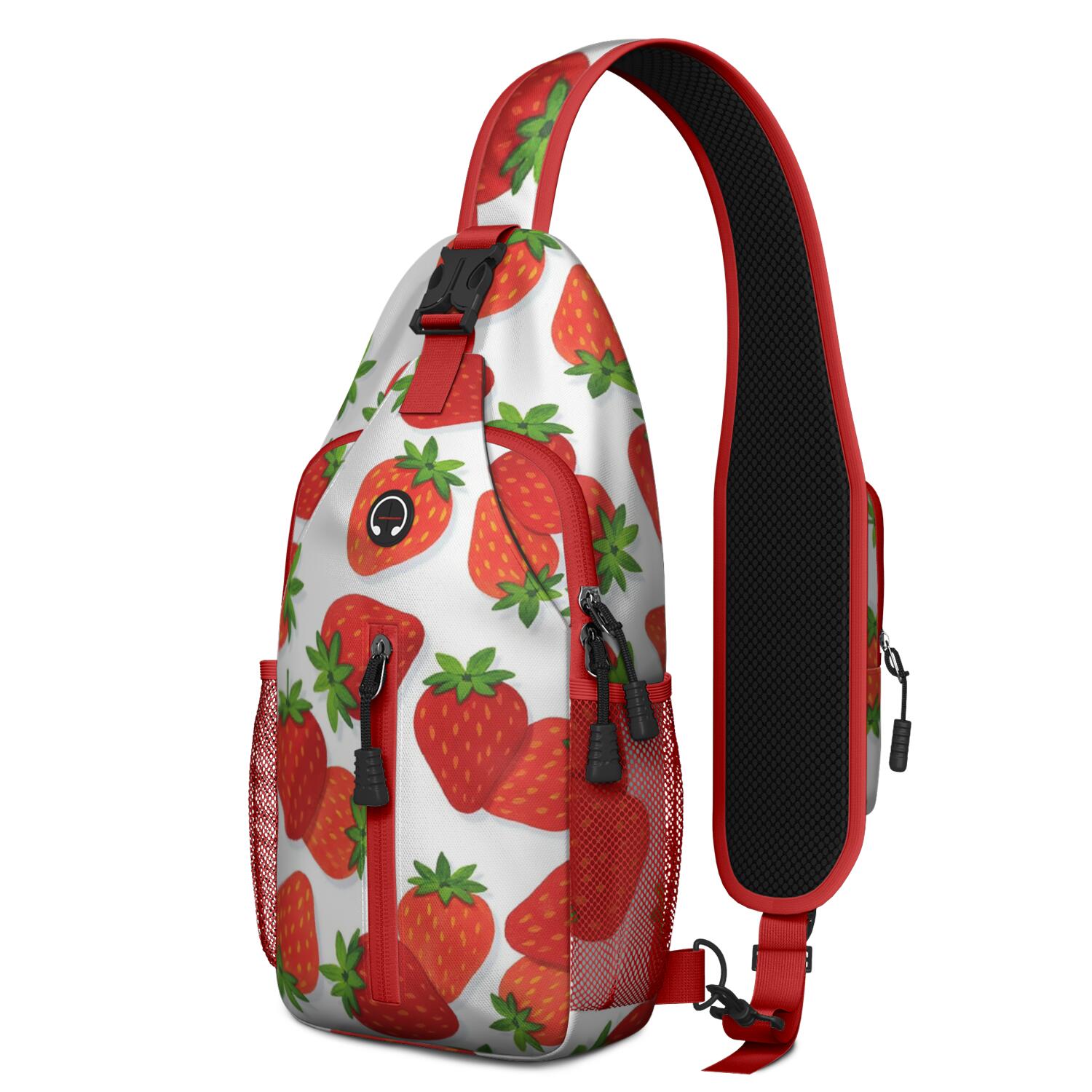 Sling Backpack Crossbody Shoulder BagHiking Sling Backpack for Men Women Travelers Strawberry