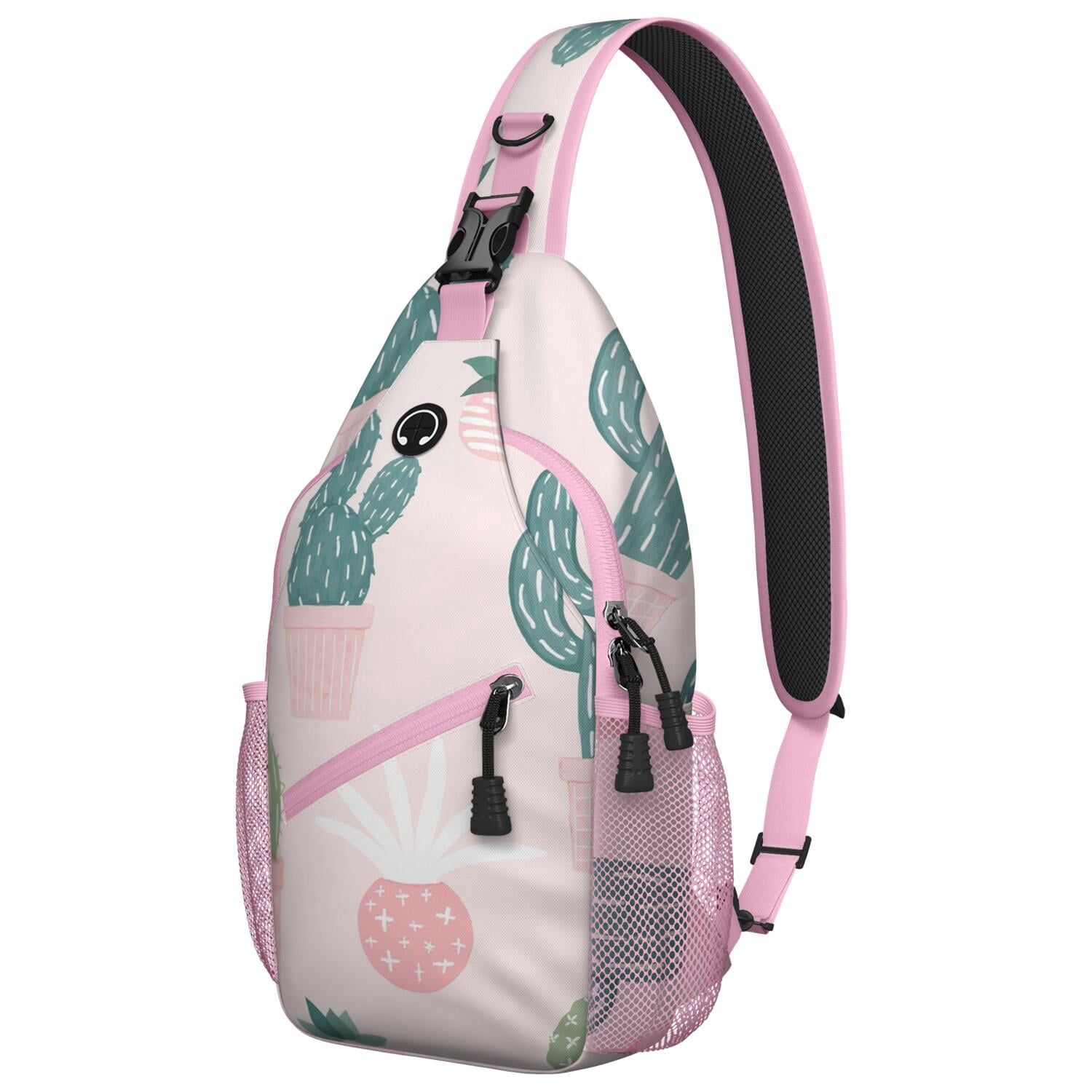 Sling Backpack Crossbody Shoulder BagTravel Sling Bag for Hiking Dating Gym Cycling Working Cactus