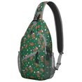 thumbnail image 1 of Sling Backpack,Green Christmas Gingerbread Man Pattern Sling Bag with Water Bottle Holder,Waterproof Sling Bag for Men/Women with Headphone Jack for Hiking,Travel, 1 of 6