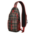 thumbnail image 1 of Sling Backpack,Green and Red Christmas Plaid Pattern Crossbody Bag with Water Bottle Holder,Waterproof Sling Bag for Men/Women with Chest Phone Holder for Hiking,Travel, 1 of 6