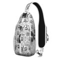 thumbnail image 1 of Sling Backpack,Halloween Doodle Icons Pattern Crossbody Bag with Water Bottle Holder,Waterproof Sling Bag for Men/Women with Chest Phone Holder for Hiking,Travel, 1 of 6