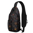 thumbnail image 1 of Sling Backpack,Halloween Glowing Pumpkins Pattern Crossbody Bag with Water Bottle Holder,Waterproof Sling Bag for Men/Women with Chest Phone Holder for Hiking,Travel, 1 of 6