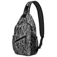 thumbnail image 1 of Sling Backpack,Halloween White Spider Web Pattern Sling Bag with Water Bottle Holder,Waterproof Sling Bag for Men/Women with Headphone Jack for Hiking,Travel, 1 of 6