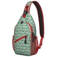 thumbnail image 1 of Sling Backpack,Light Blue Christmas Santa and Tree Pattern Sling Bag with Water Bottle Holder,Waterproof Sling Bag for Men/Women with Headphone Jack for Hiking,Travel, 1 of 6