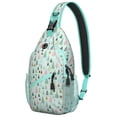 thumbnail image 1 of Sling Backpack,Light Blue Christmas Tree Pattern Sling Bag with Water Bottle Holder,Waterproof Sling Bag for Men/Women with Headphone Jack for Hiking,Travel, 1 of 6