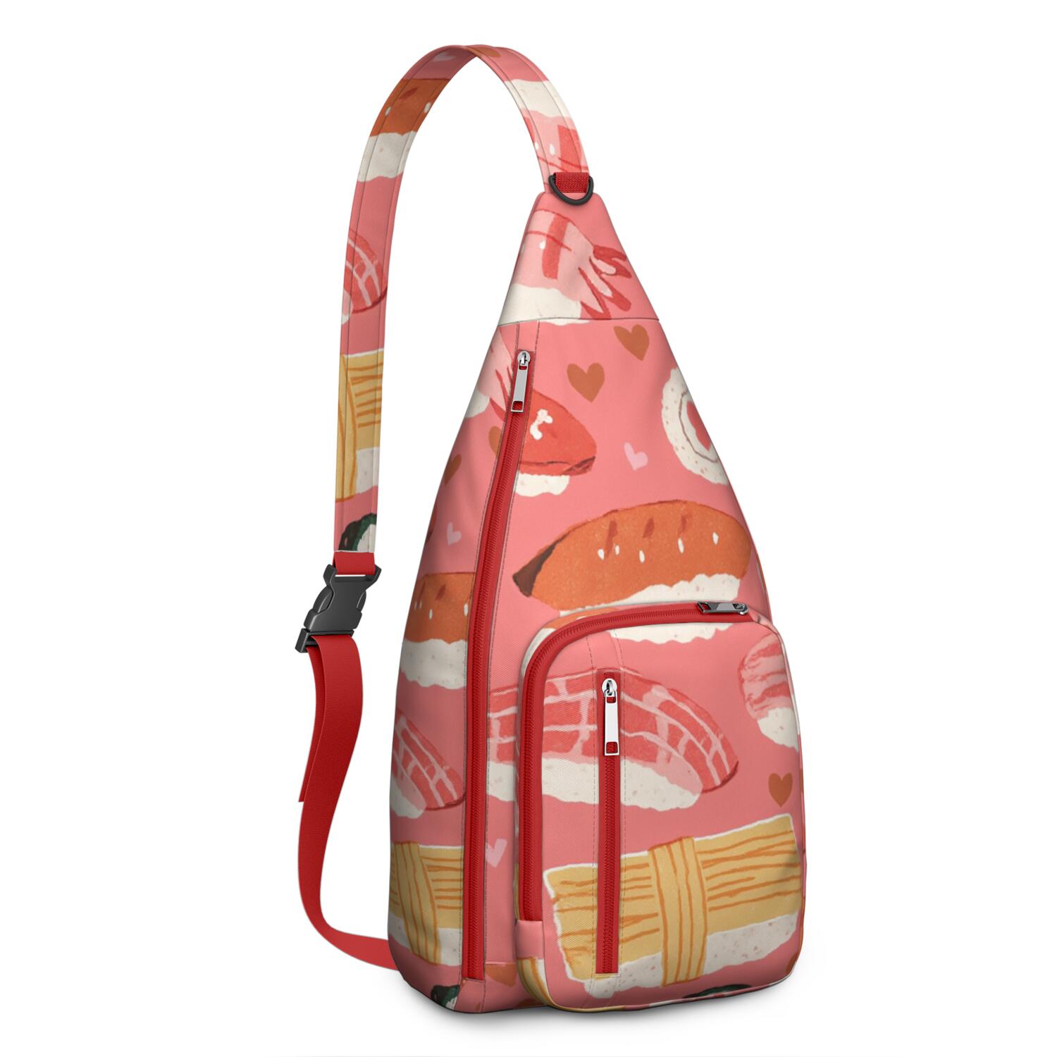 Sling Backpack Lightweight Crossbody Backpack Gym Sports Travel Hiking Daypack Chest Bag Small Backpack for Travelers Office Workers Sushi