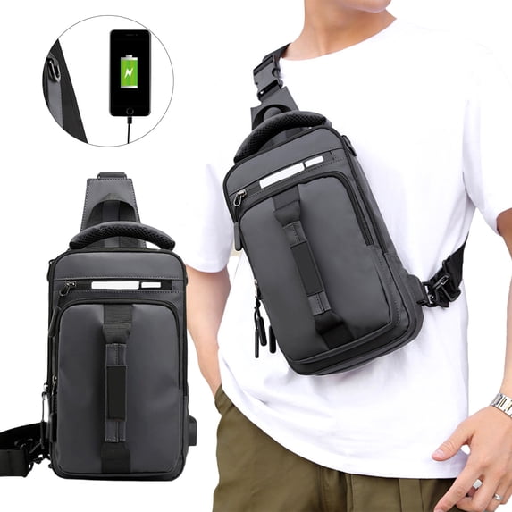 Sling Backpack for Men and Women, Small Crossbody Shoulder Bag with Earphone Hole, Lightweight Waterproof Daypack for Hiking, Camping, Travel, and Outdoor Sports