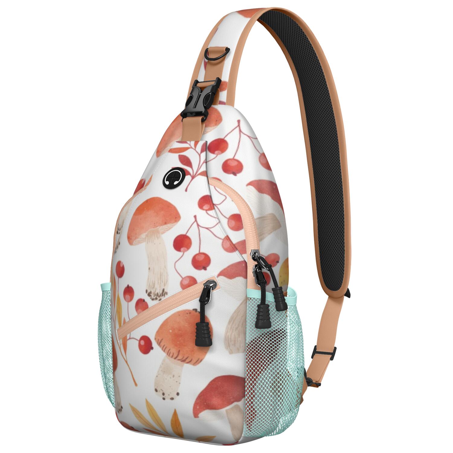 Sling Backpack Mushroom Hiking Daypack Crossbody Casual Bag for Men Women
