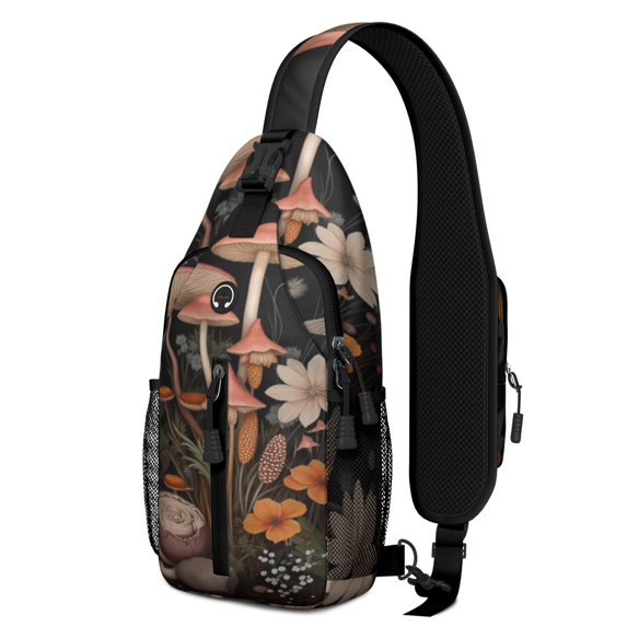 Sling Backpack Mushroom Hiking Sling Backpack Shoulder Backpack Travel Chest Pack for Men Women