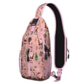 thumbnail image 1 of Sling Backpack,Pink Christmas Santa Pattern Crossbody Bag with Water Bottle Holder,Waterproof Sling Bag for Men/Women with Chest Phone Holder for Hiking,Travel, 1 of 6