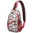 thumbnail image 1 of Sling Backpack,Red Christmas Farm and Truck Pattern Sling Bag with Water Bottle Holder,Waterproof Sling Bag for Men/Women with Headphone Jack for Hiking,Travel, 1 of 6