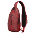 thumbnail image 1 of Sling Backpack,Red Christmas Plaid Pattern Crossbody Bag with Water Bottle Holder,Waterproof Sling Bag for Men/Women with Chest Phone Holder for Hiking,Travel, 1 of 6