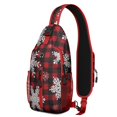 thumbnail image 1 of Sling Backpack,Red Christmas Snowflake and Plaid Pattern Crossbody Bag with Water Bottle Holder,Waterproof Sling Bag for Men/Women with Chest Phone Holder for Hiking,Travel, 1 of 6