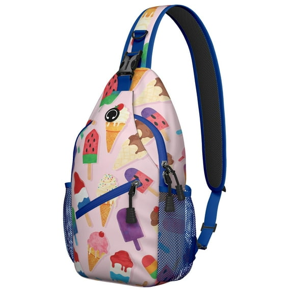 Sling Backpack Small BackpackCrossbody Sling Bag for Hiking Dating Gym Cycling Working Ice Cream