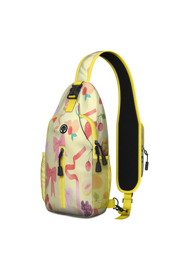 Sling Backpack Small BackpackGym Cycling Travel Hiking Daypack for Hiking Dating Gym Cycling Working Strawberry Bow