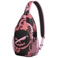 thumbnail image 1 of Sling Backpack,Spooky Halloween Silhouette Pattern Sling Bag with Water Bottle Holder,Waterproof Sling Bag for Men/Women with Headphone Jack for Hiking,Travel, 1 of 6