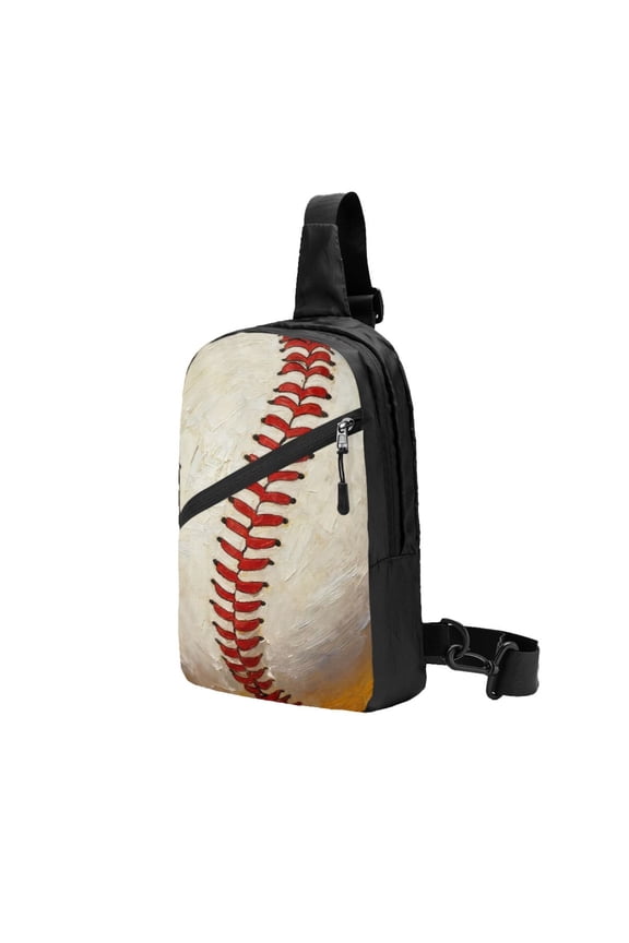 Sling Backpack Travel Hiking Daypack Baseball Pattern Foldable Crossbody Shoulder Bag