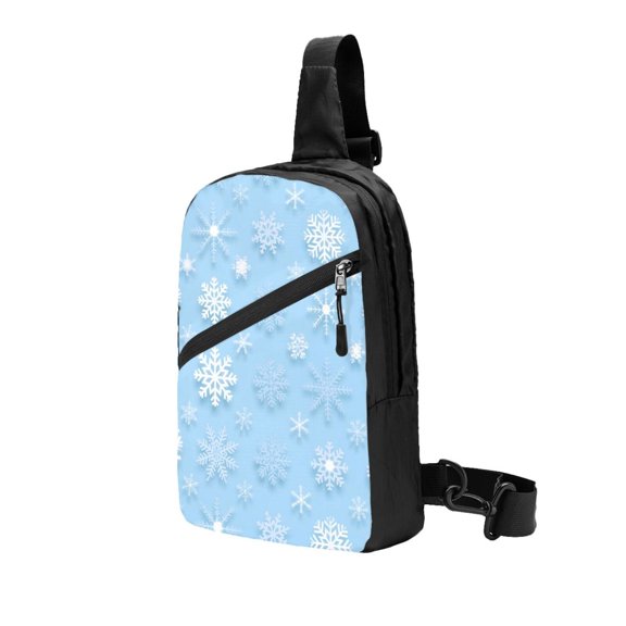 Sling Backpack Travel Hiking Daypack Blue Frozen Snowflake Foldable Crossbody Shoulder Bag