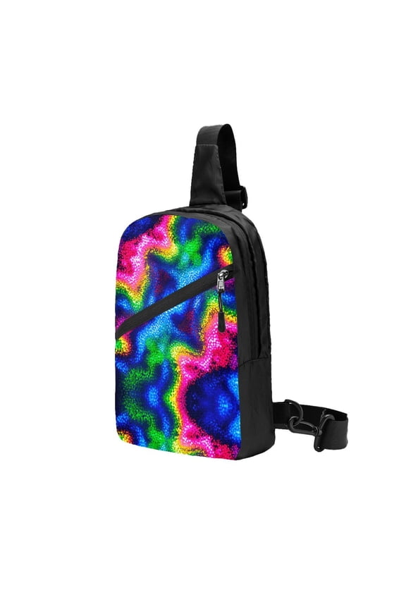 Sling Backpack Travel Hiking Daypack Colorful Splatter Paint Foldable Crossbody Shoulder Bag