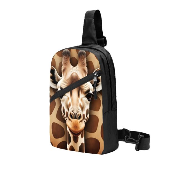 Sling Backpack Travel Hiking Daypack Dark Giraffe Print Foldable Crossbody Shoulder Bag