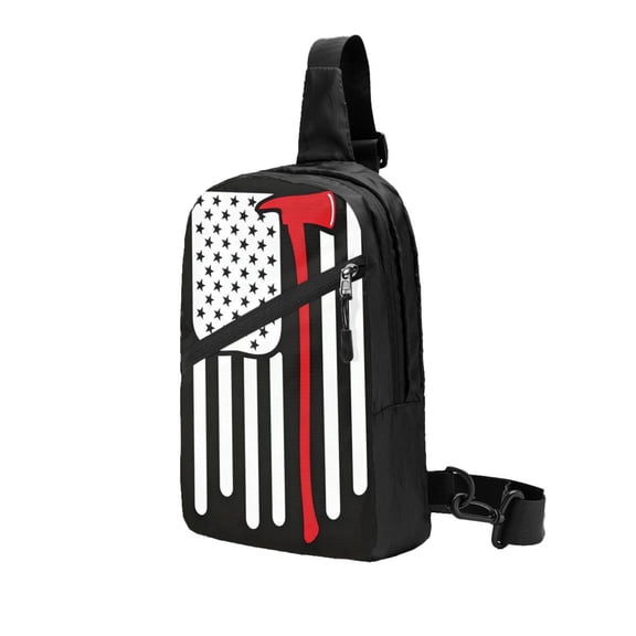 Sling Backpack Travel Hiking Daypack Firefighting Art Firefighter Flag Foldable Crossbody Shoulder Bag