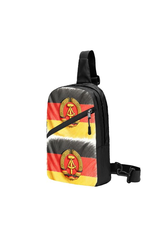 Sling Backpack Travel Hiking Daypack German Flag Print Foldable Crossbody Shoulder Bag