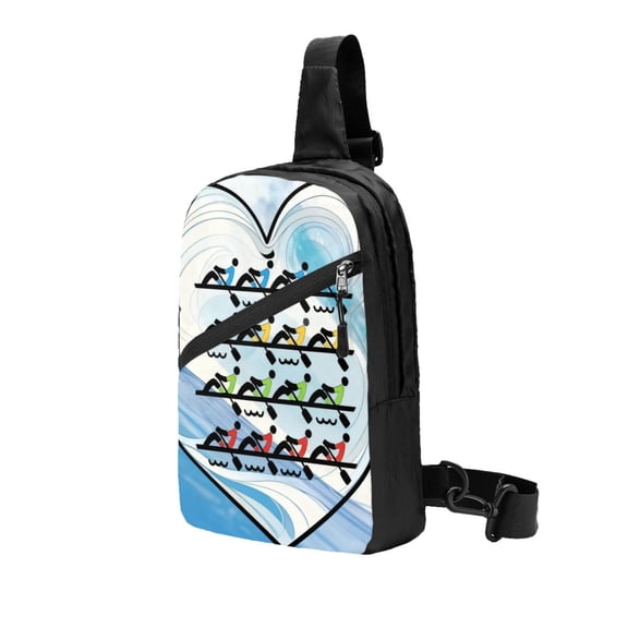 Sling Backpack Travel Hiking Daypack Love Rowing In Sea Foldable Crossbody Shoulder Bag