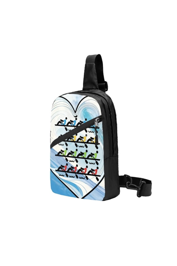 Sling Backpack Travel Hiking Daypack Love Rowing In Sea Foldable Crossbody Shoulder Bag