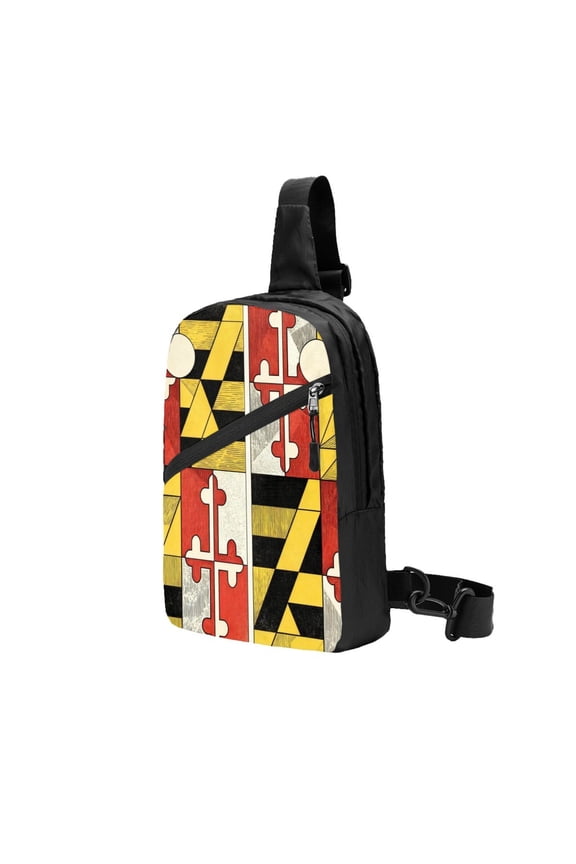 Sling Backpack Travel Hiking Daypack Maryland Flag Foldable Crossbody Shoulder Bag