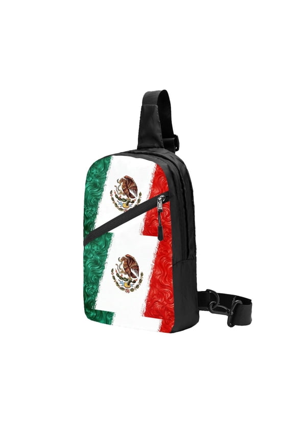 Sling Backpack Travel Hiking Daypack Mexican Flag Print Foldable Crossbody Shoulder Bag