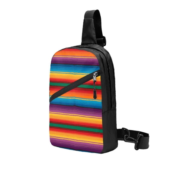 Sling Backpack Travel Hiking Daypack Mexican Sarape Pattern Foldable Crossbody Shoulder Bag