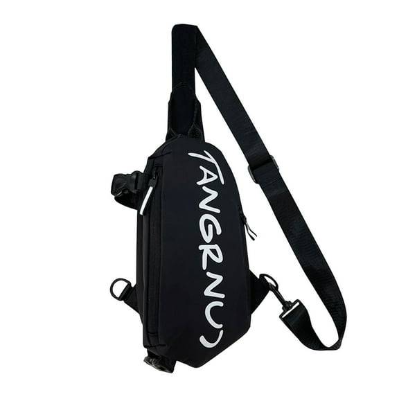 Sling Backpack,Travel Hiking Daypack Pattern Rope Crossbody Black Shoulder Bag With Earphone Hole