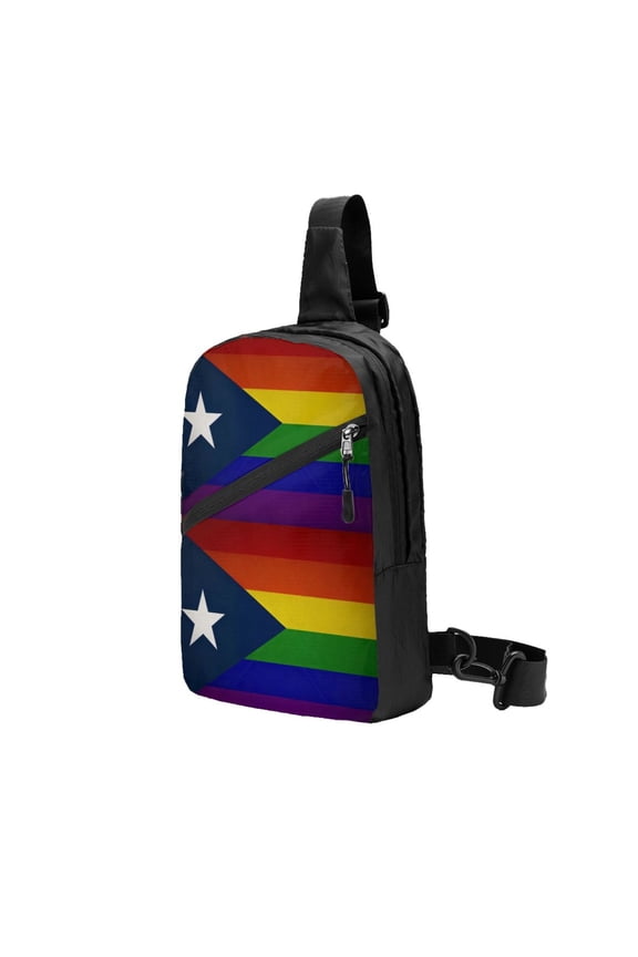 Sling Backpack Travel Hiking Daypack Puerto-Rico-Flag Rainbow Gay Pride Foldable Crossbody Shoulder Bag