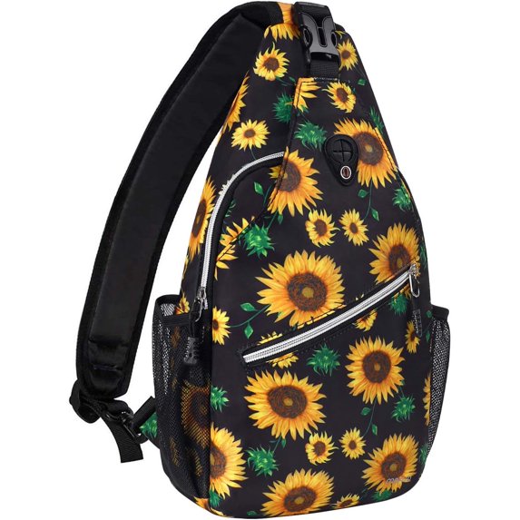 Sling Backpack,Travel Hiking Daypack Sunflower Rope Crossbody Shoulder Bag