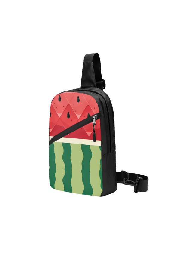 Sling Backpack Travel Hiking Daypack Watermelon Pattern Foldable Crossbody Shoulder Bag