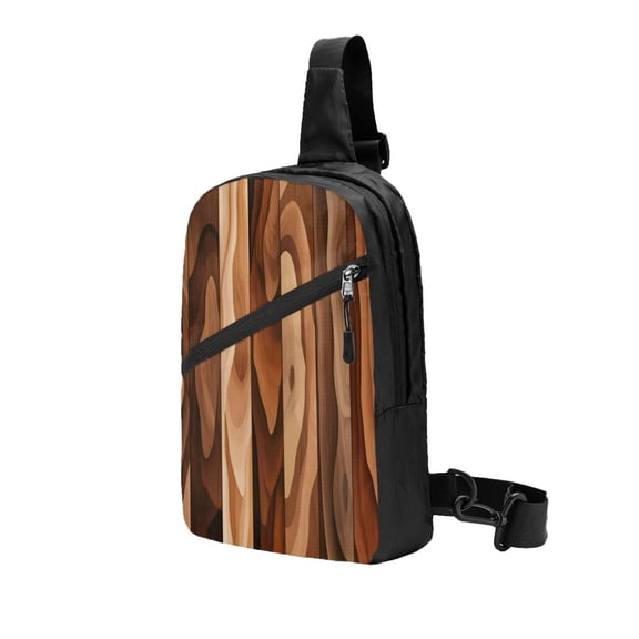 Sling Backpack Travel Hiking Daypack Woodgrain Bark Foldable Crossbody Shoulder Bag